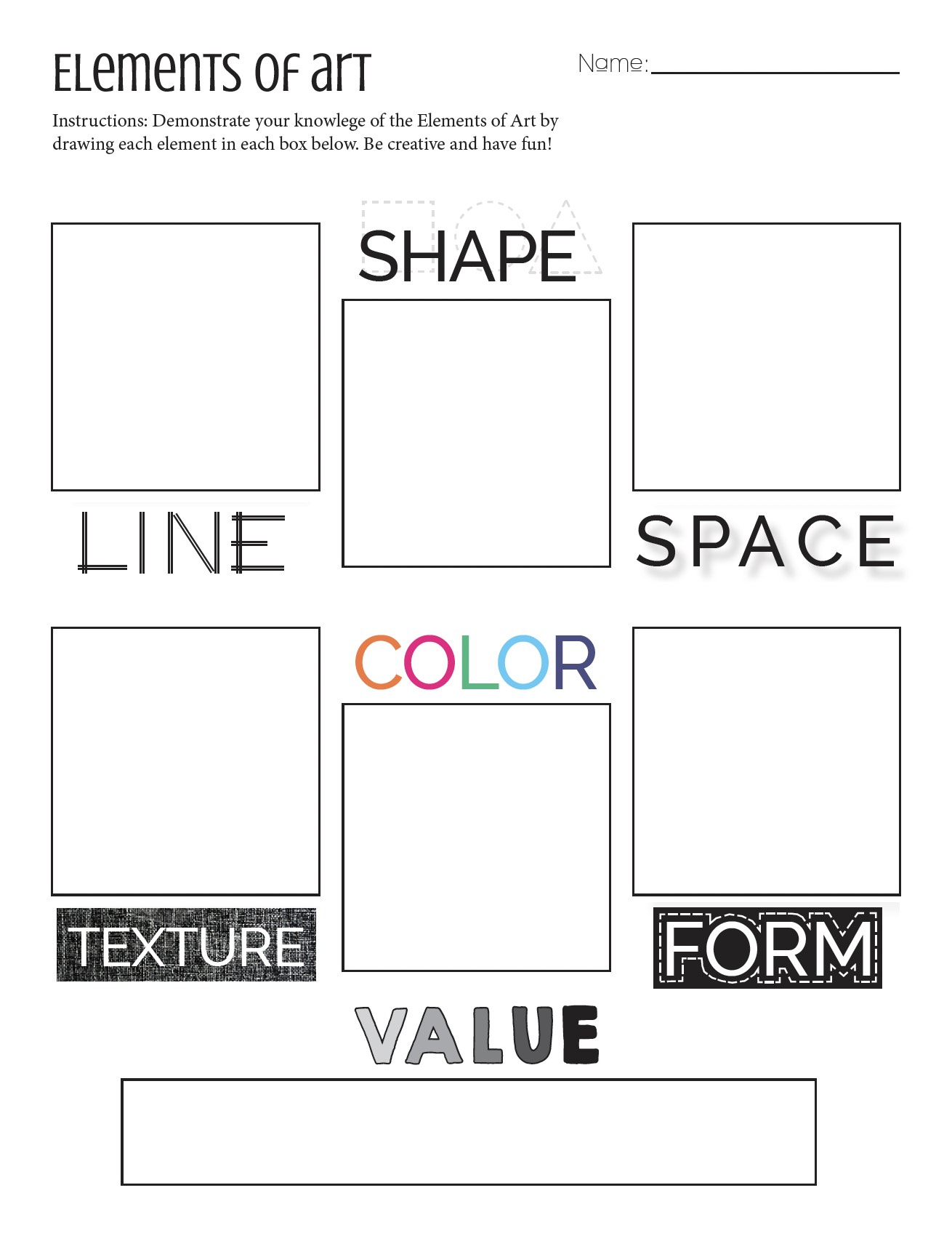 Elements of Art & Principles of Design Worksheets – brightartlessons.com