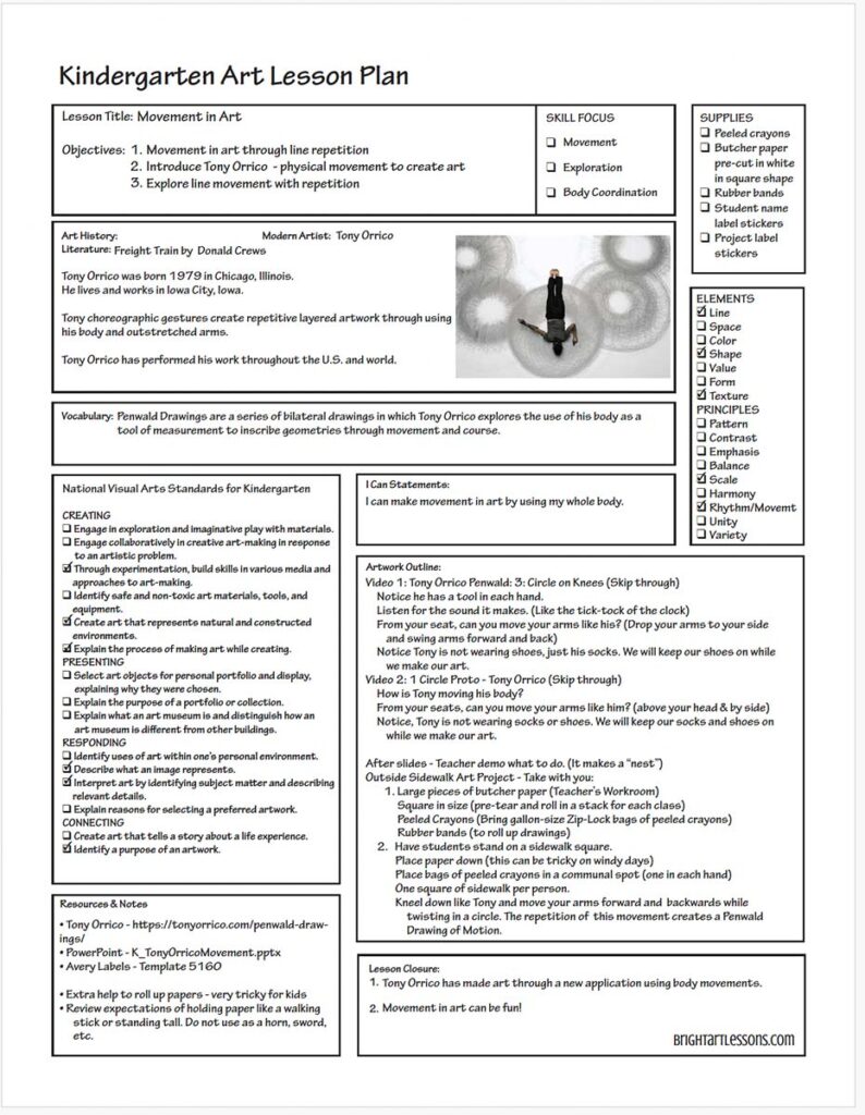 Kindergarten Lesson Plan - Movement in Art